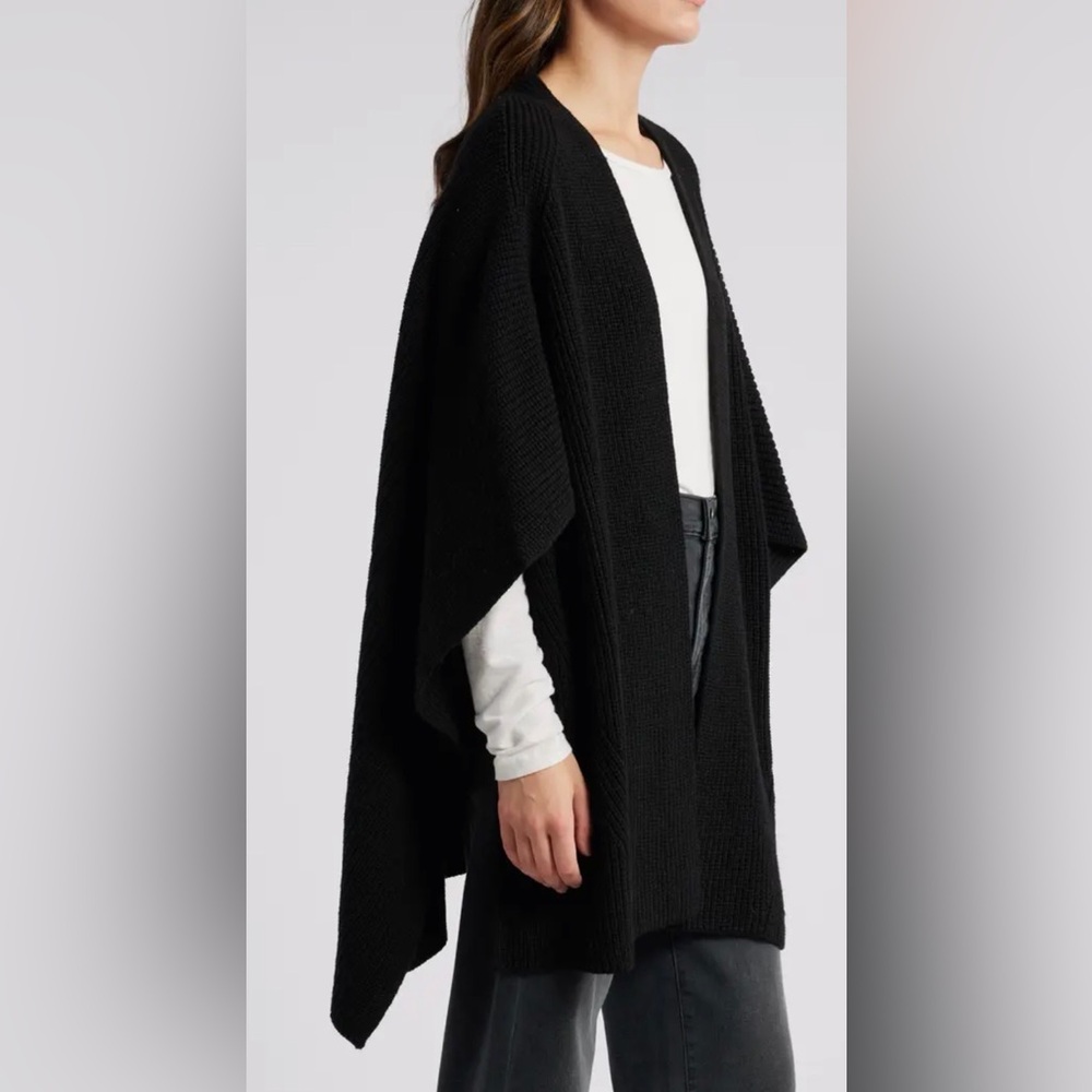 AllSaints “Travelling” Ruana Wrap Shawl One Size – Luxe Boho Open Front